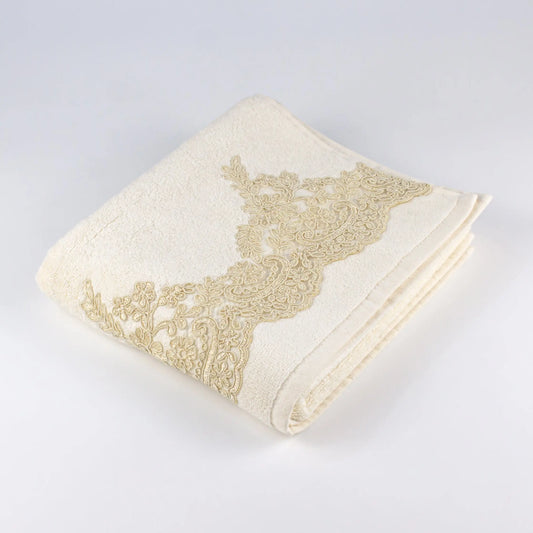 Hand Towel Cream with Gold Lace - Pieces SA