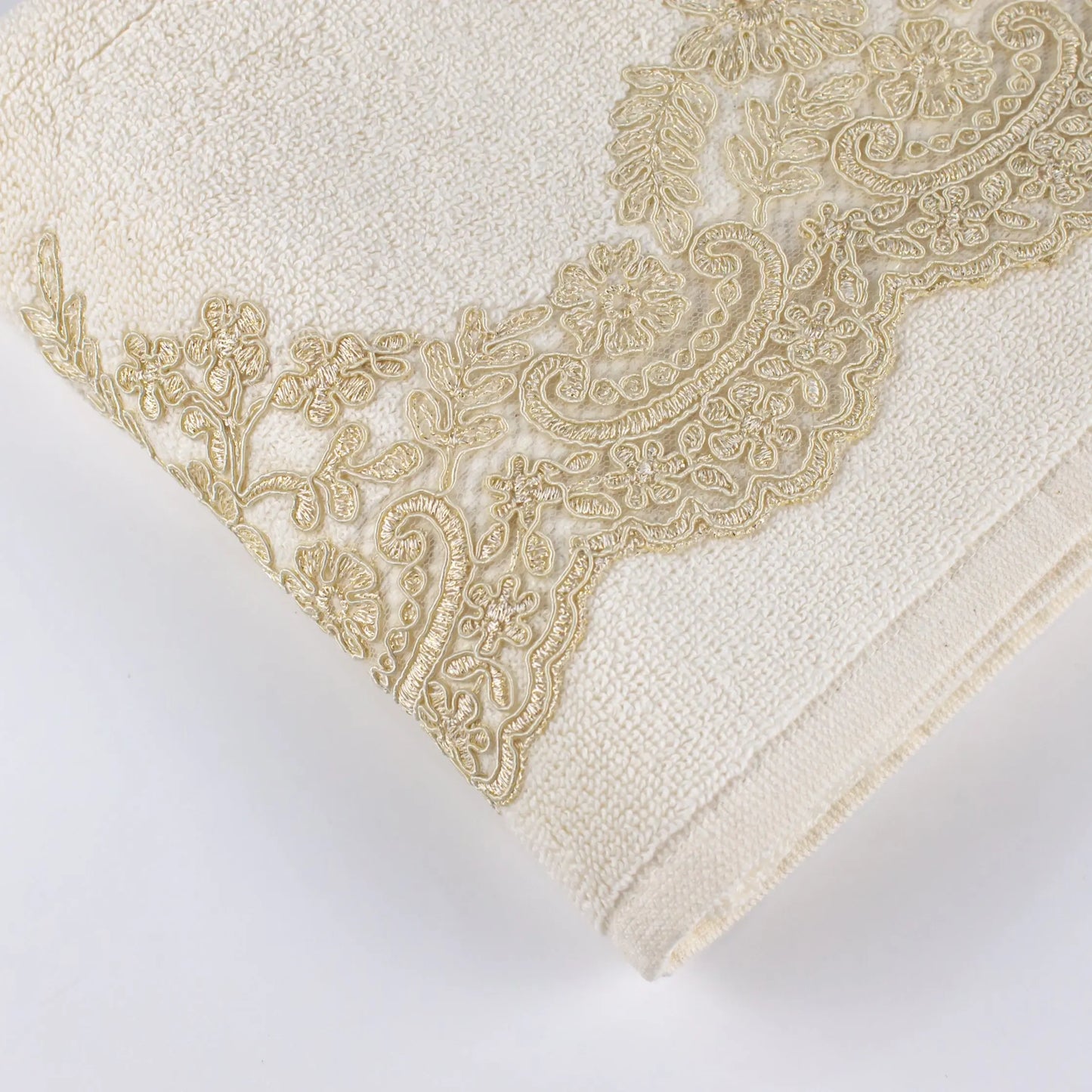 Hand Towel Cream with Gold Lace - Pieces SA