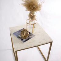 Load image into Gallery viewer, Inlay Moroccan Pattern Side Table Brass Finish Base
