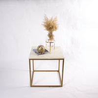 Load image into Gallery viewer, Inlay Moroccan Pattern Side Table Brass Finish Base
