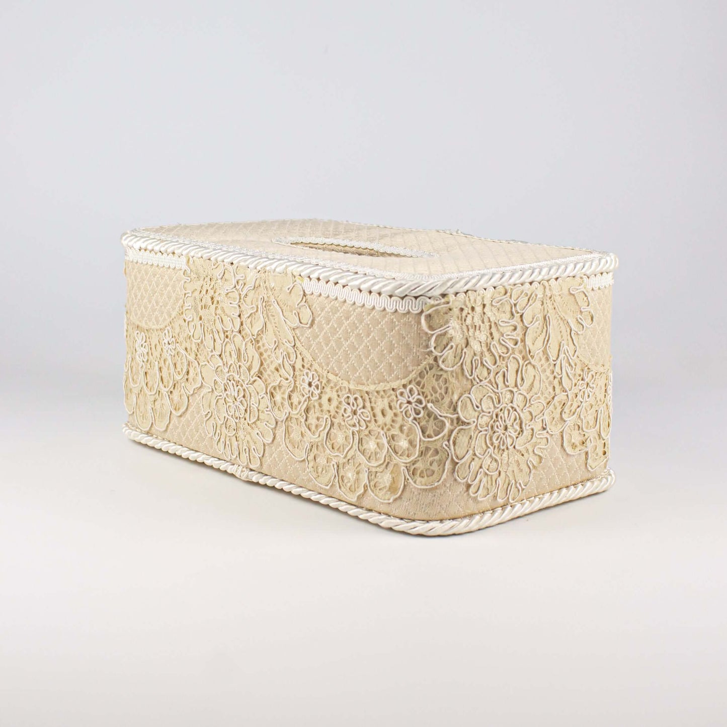 Tissue Box Long Light Brown with Light Brown Lace - Pieces SA