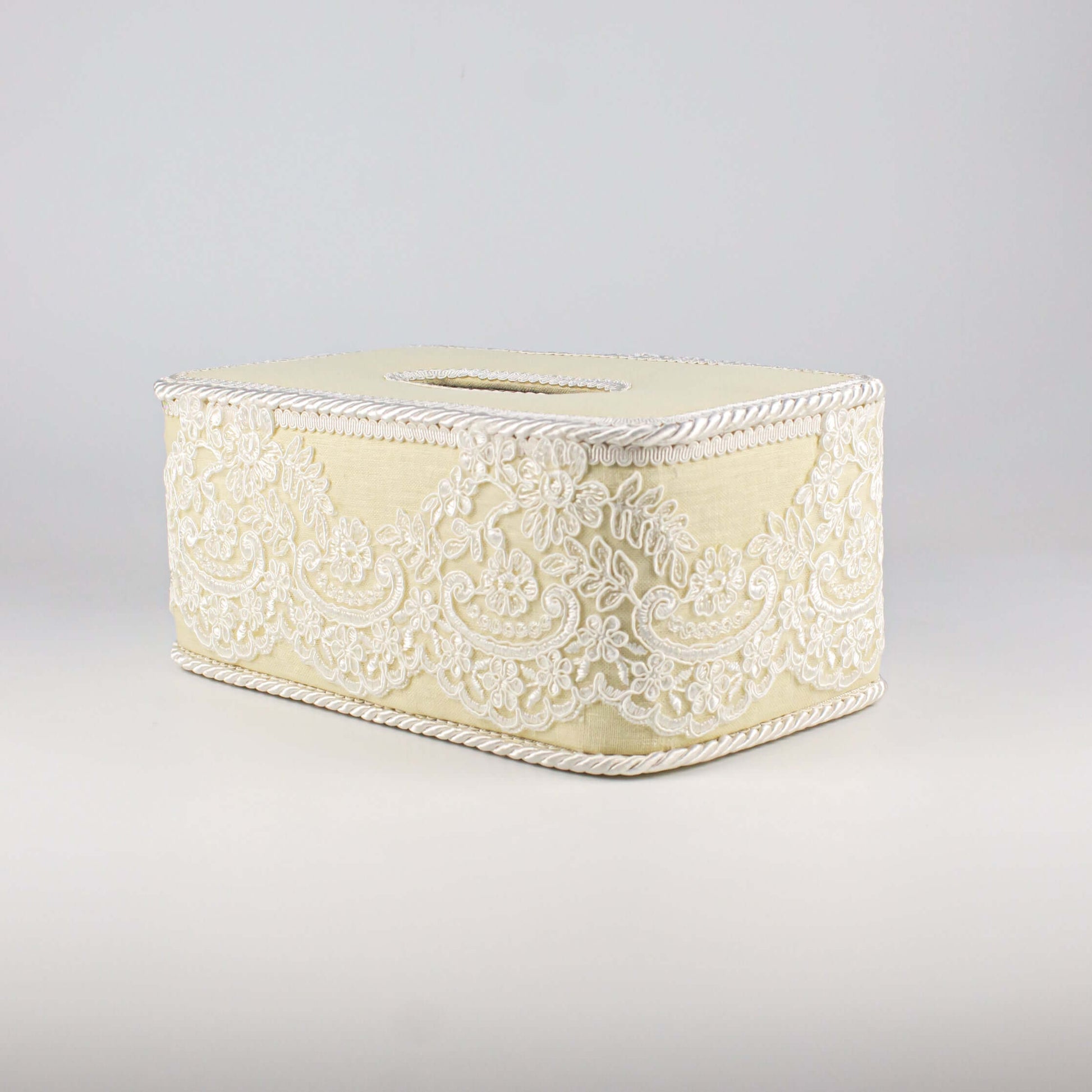 Tissue Box Long Yellow with Light White Lace - Pieces SA