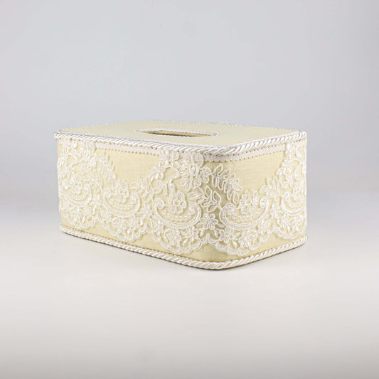 Tissue Box Long Yellow with Light White Lace - Pieces SA