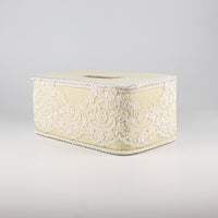 Load image into Gallery viewer, Tissue Box Long Yellow with Light White Lace
