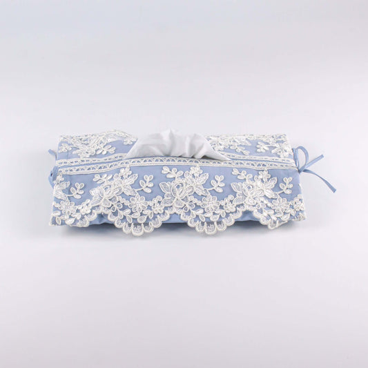 Soft Tissue Cover Blue with White Lace - Pieces SA