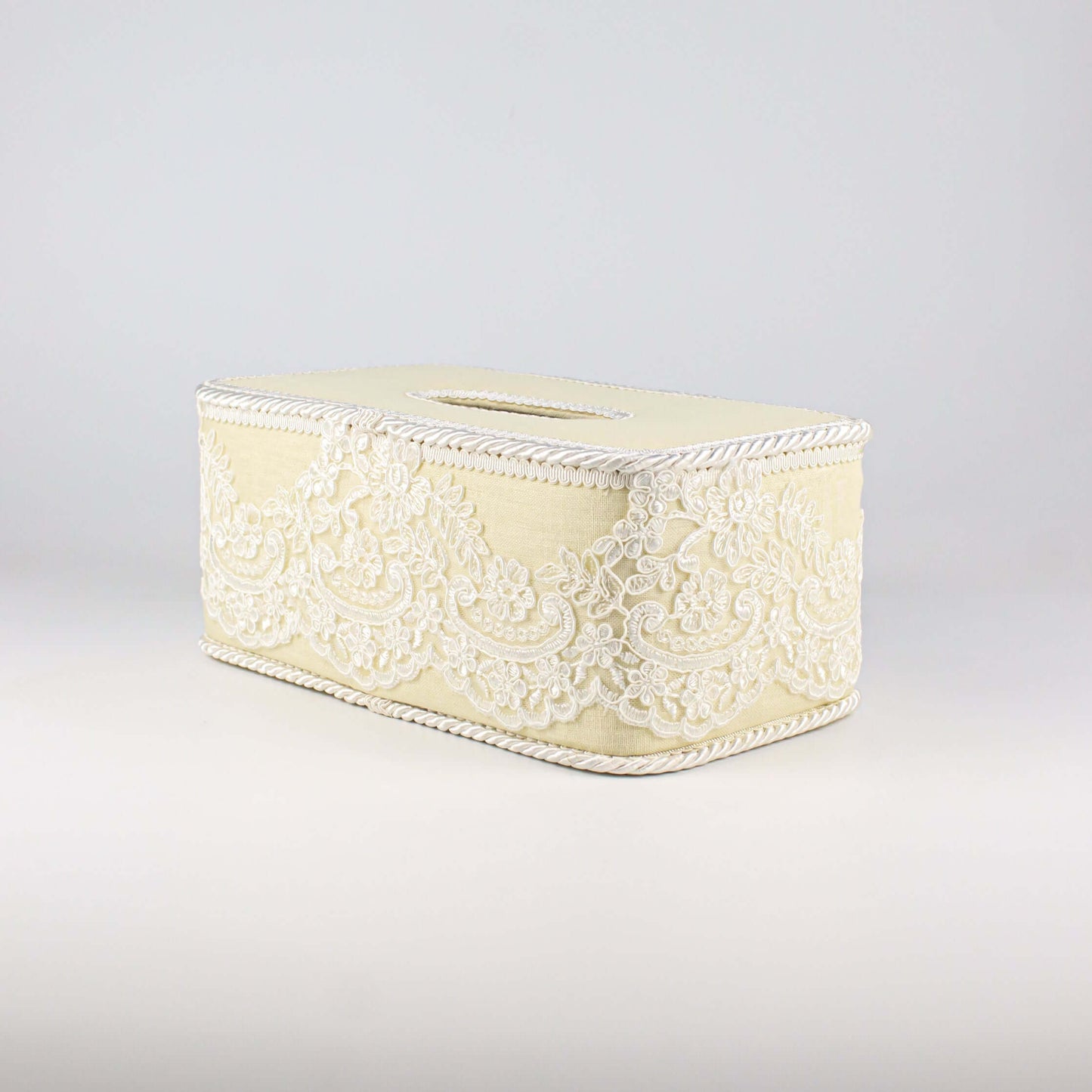 Tissue Box Long Yellow with Light White Lace - Pieces SA