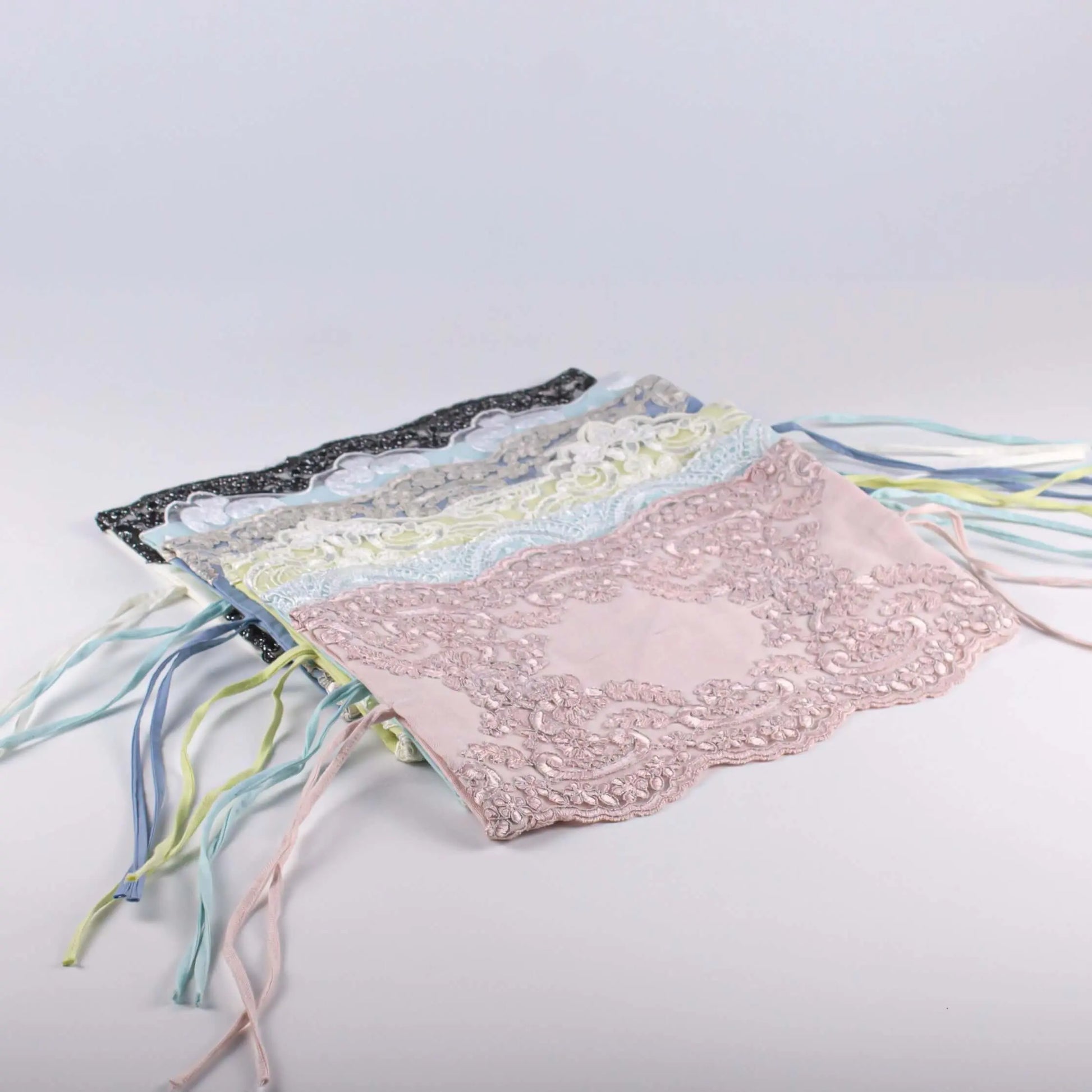 Soft Tissue Cover Blue with Silver Lace Pieces Line