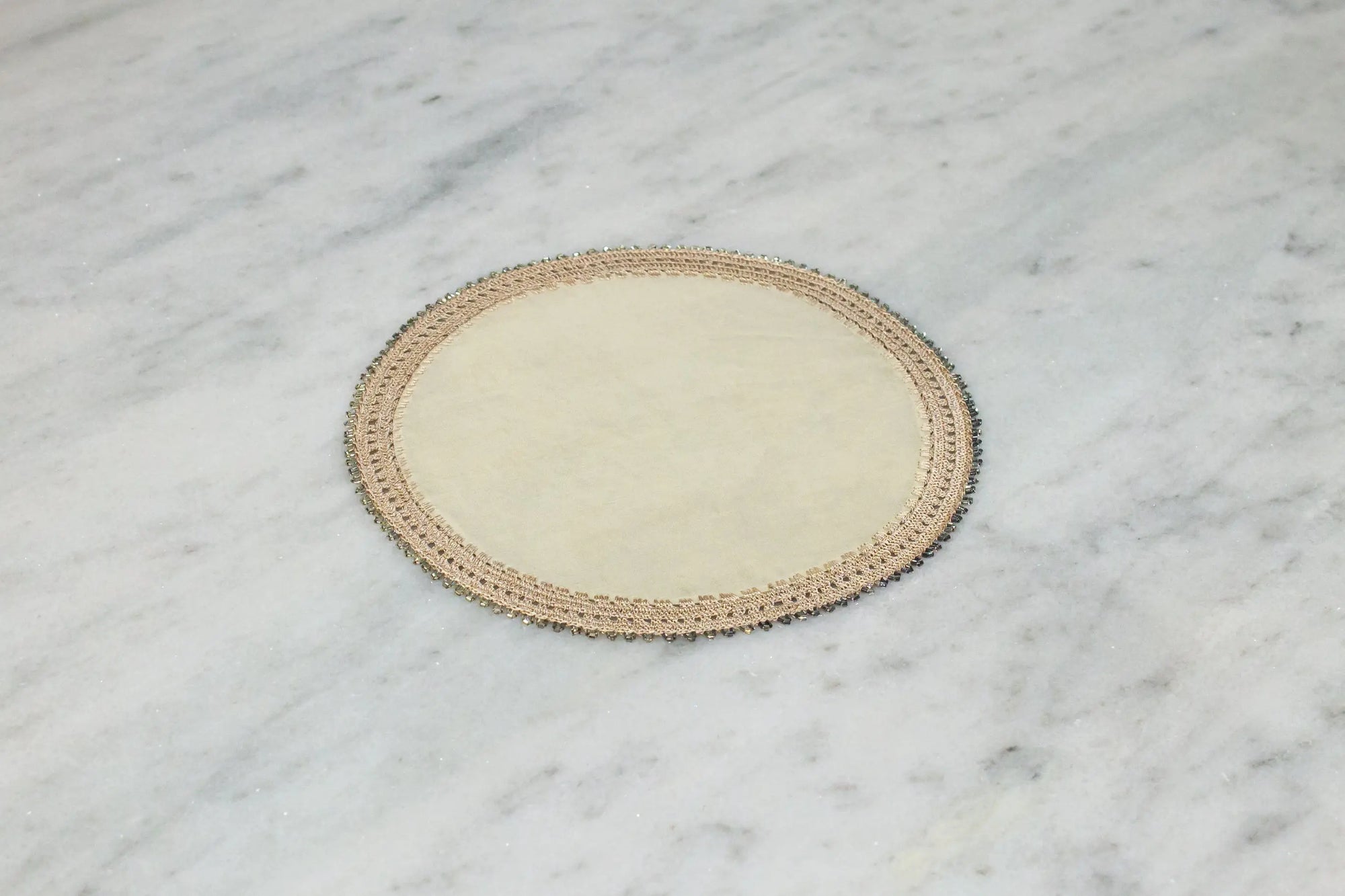 Crochet Tray Cloth Cream Round Big - Pieces SA