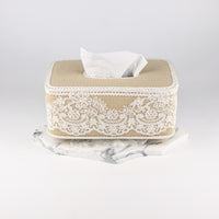 Load image into Gallery viewer, Tissue Box Long Beige with White Lace
