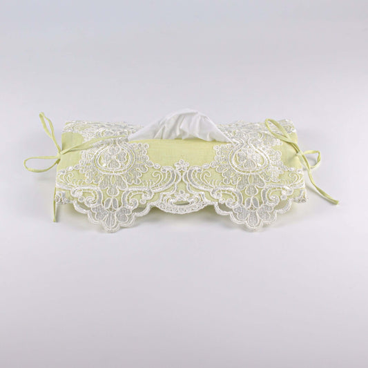 Soft Tissue Cover Yellow with White Silver Lace - Pieces SA