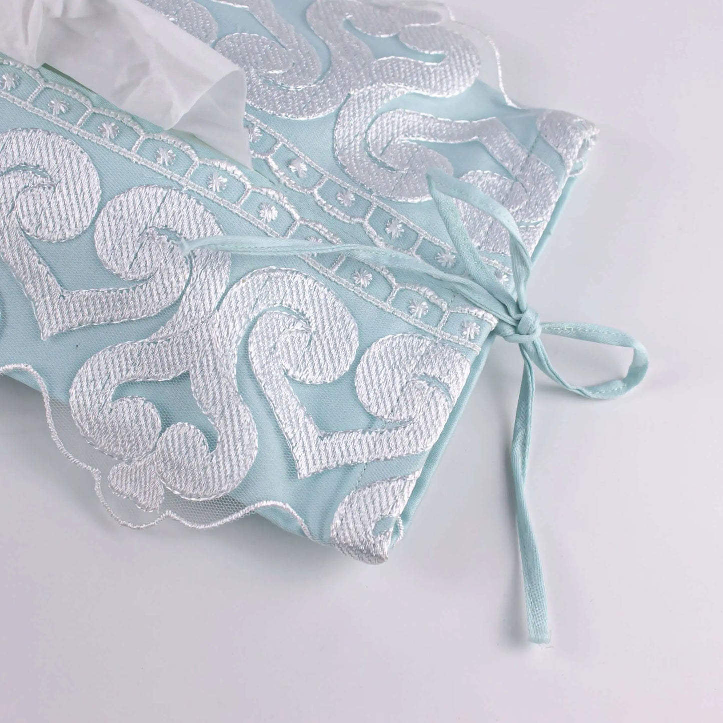 Soft Tissue Cover Turquoise Silver Spade Lace - Pieces SA