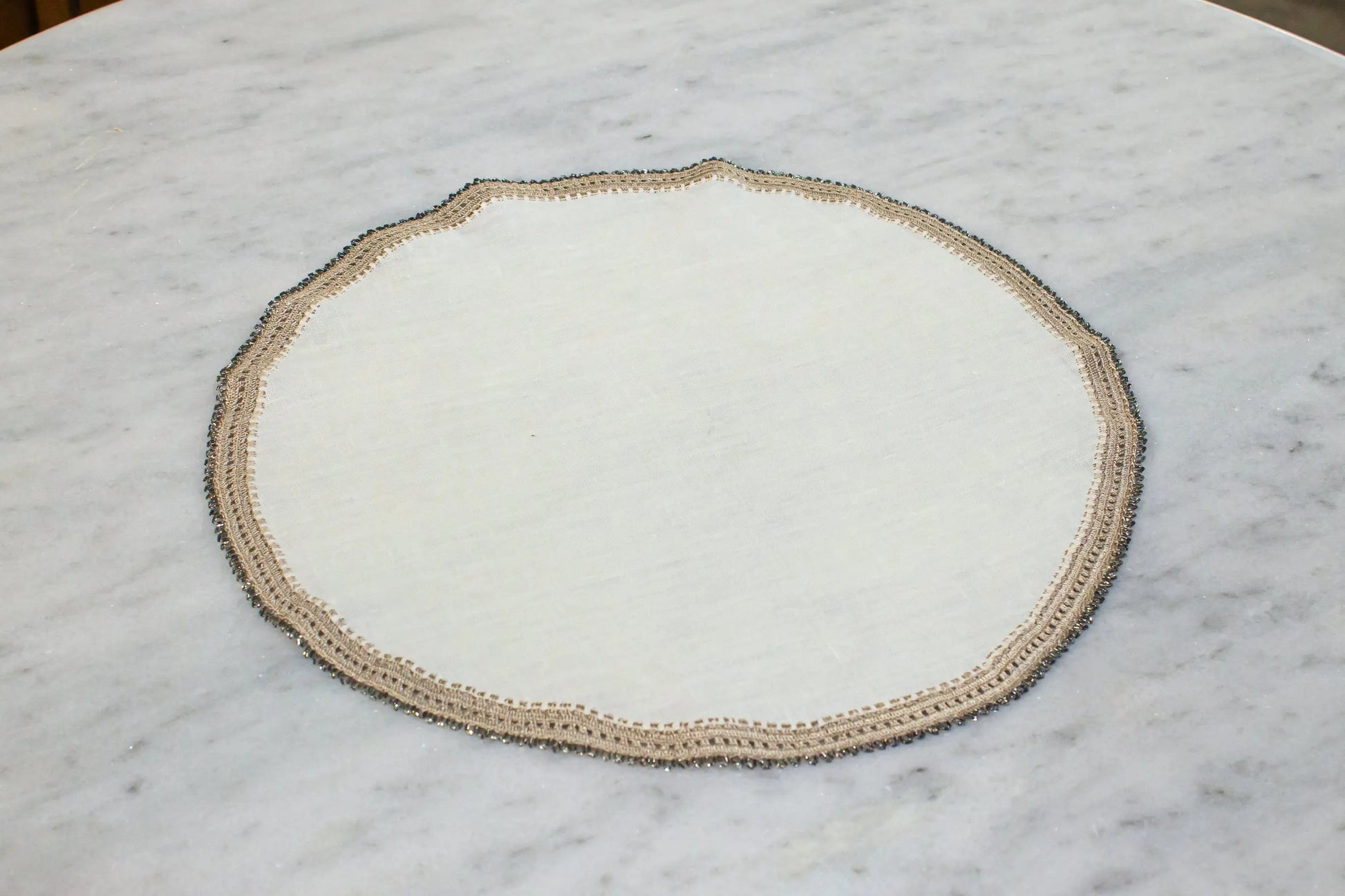 Crochet Tray Cloth Linen Round Large - Pieces SA