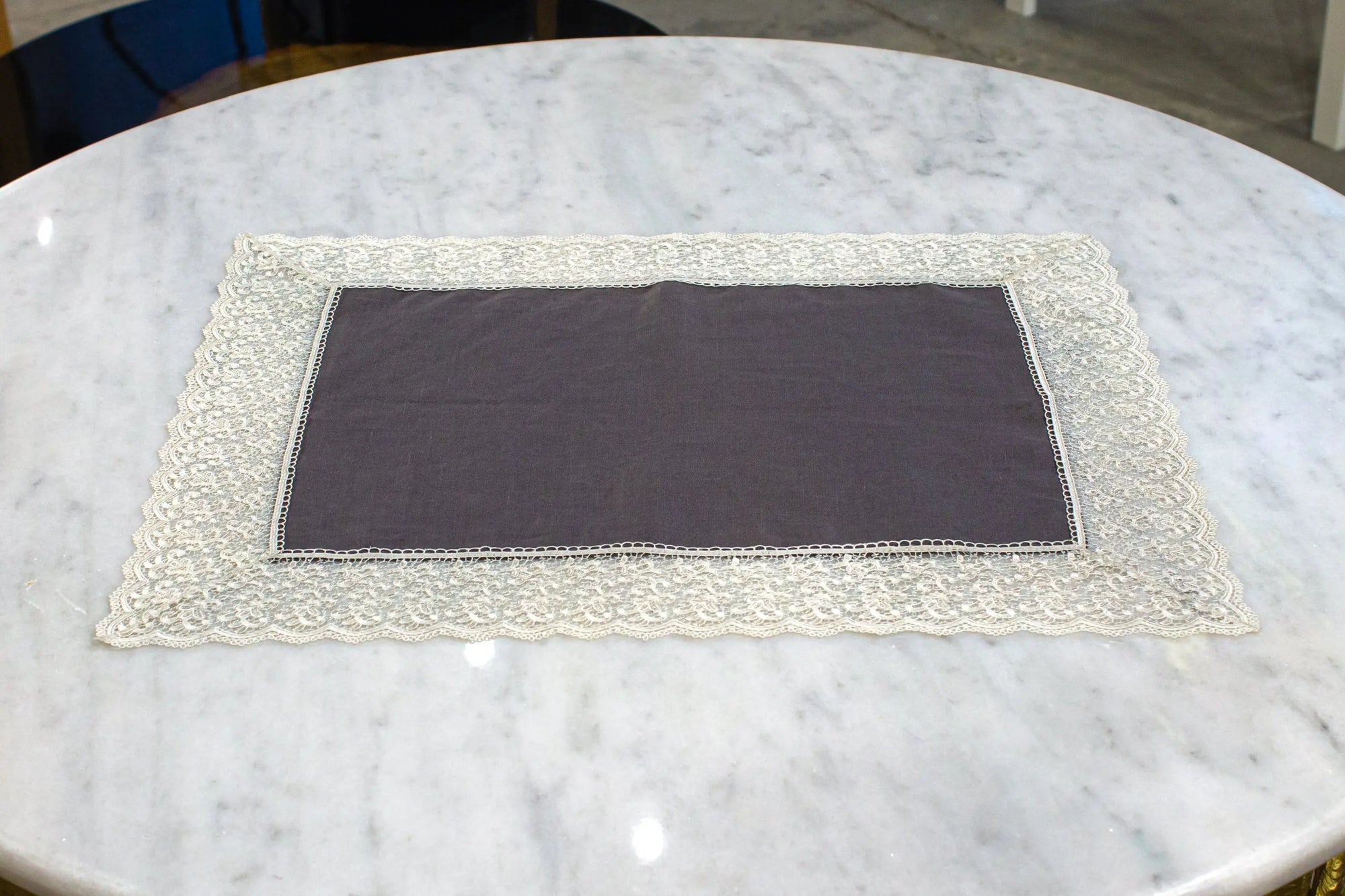 Placemat Linen Gray Lace - Pieces SA