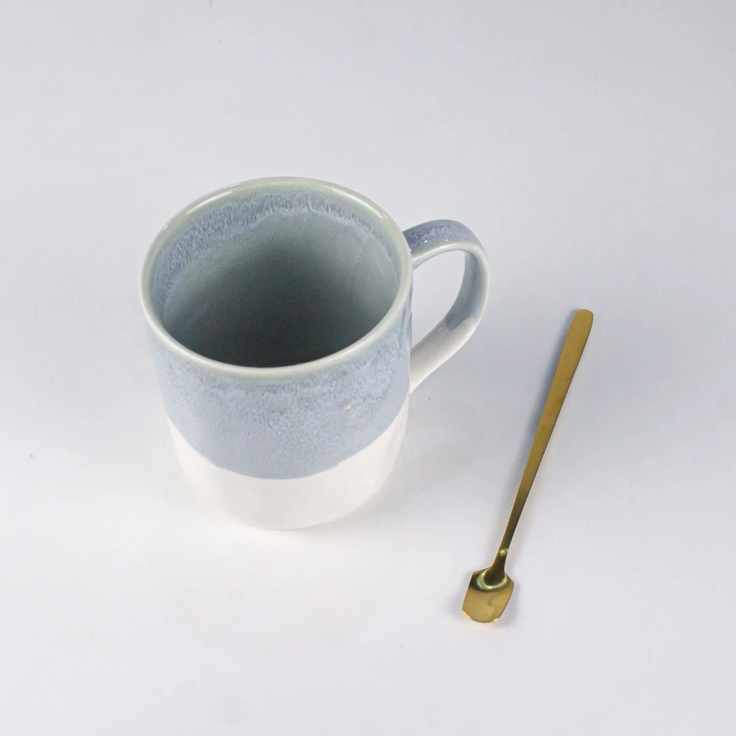 Sky Blue Winding Cup With Gold Spoon 370ml xccscss.