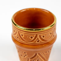 Load image into Gallery viewer, Engraved Espresso Cup Gold Marsala Ceramic
