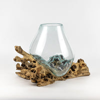 Load image into Gallery viewer, Glass with Driftwood Wide Base
