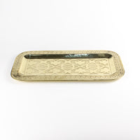 Load image into Gallery viewer, Gold Brass Platter With Floral Engraving
