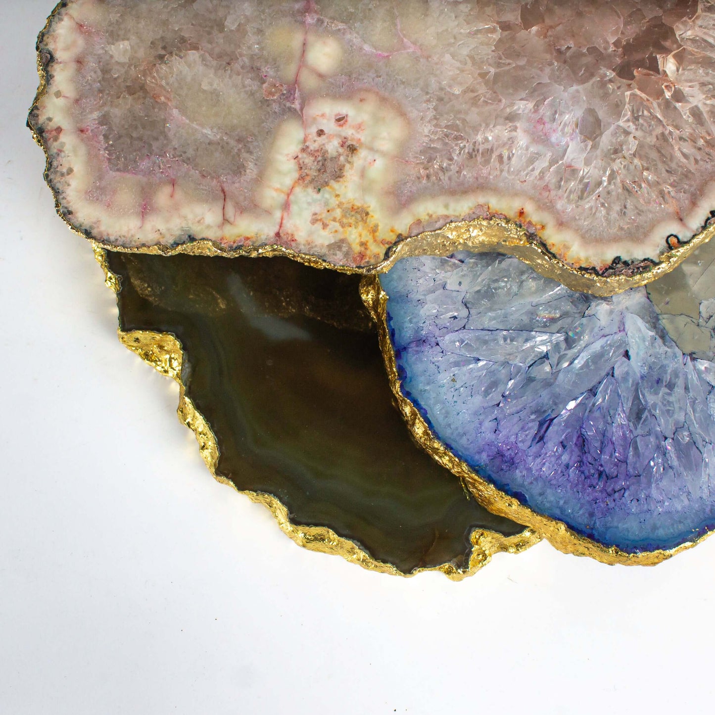 Agate Slab Uneven Purple With Gold Plating - Pieces SA