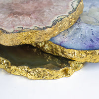Load image into Gallery viewer, Agate Slab Uneven Purple With Gold Plating
