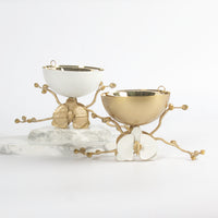 Load image into Gallery viewer, Mubkhar Orchid Branch Gold Bowl White Flower
