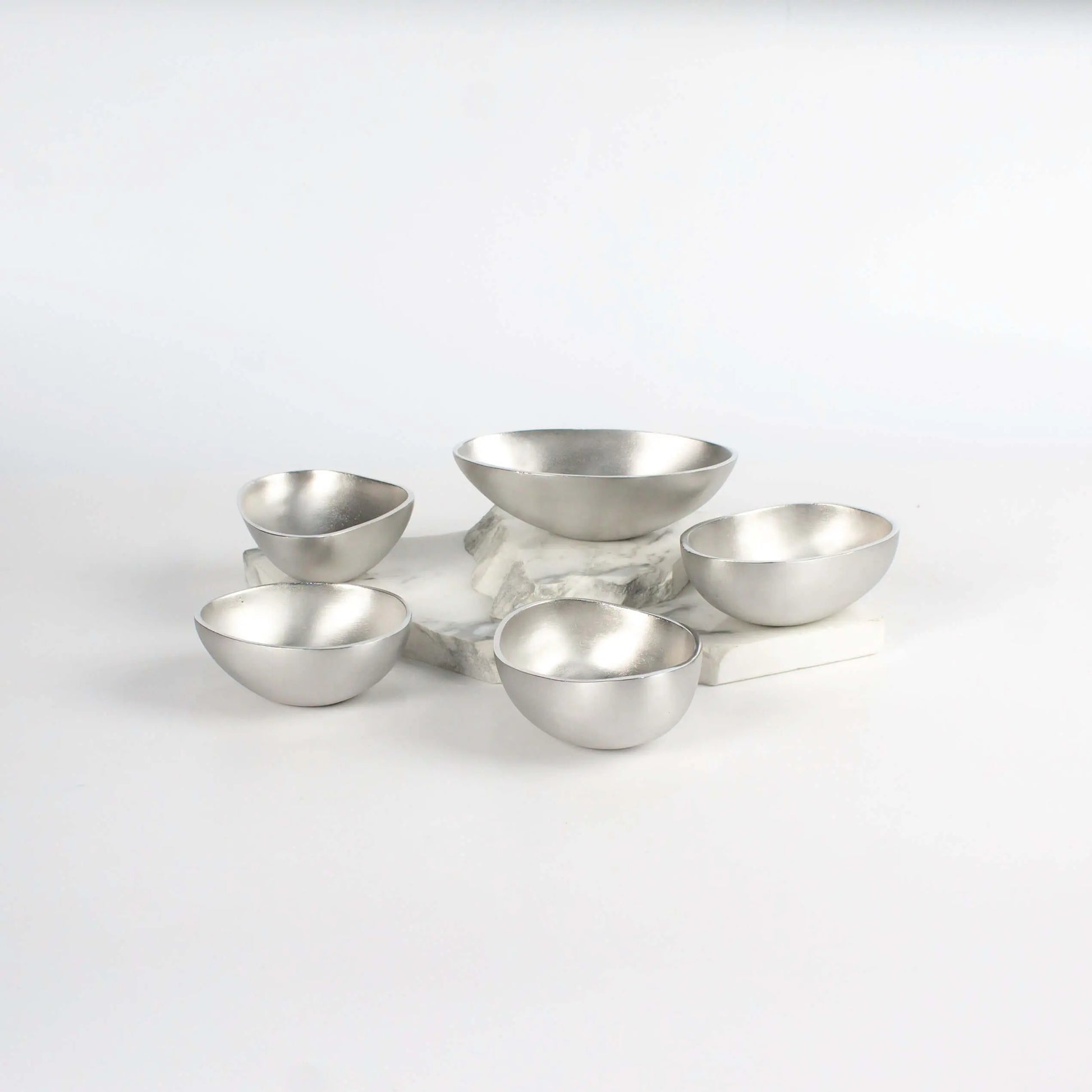 Set of Bowls Organic Shapes Silver - Pieces SA