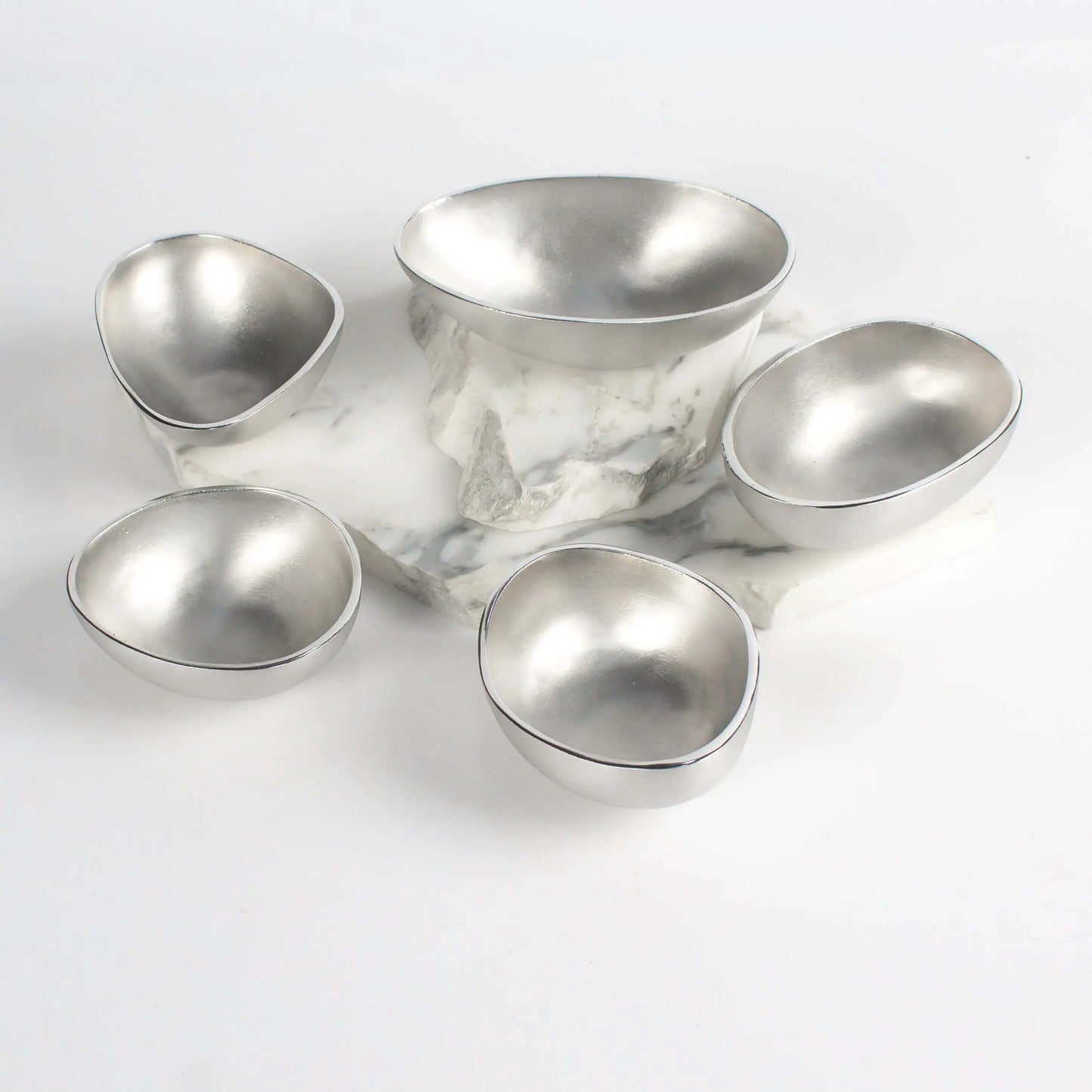 Set of Bowls Organic Shapes Silver - Pieces SA