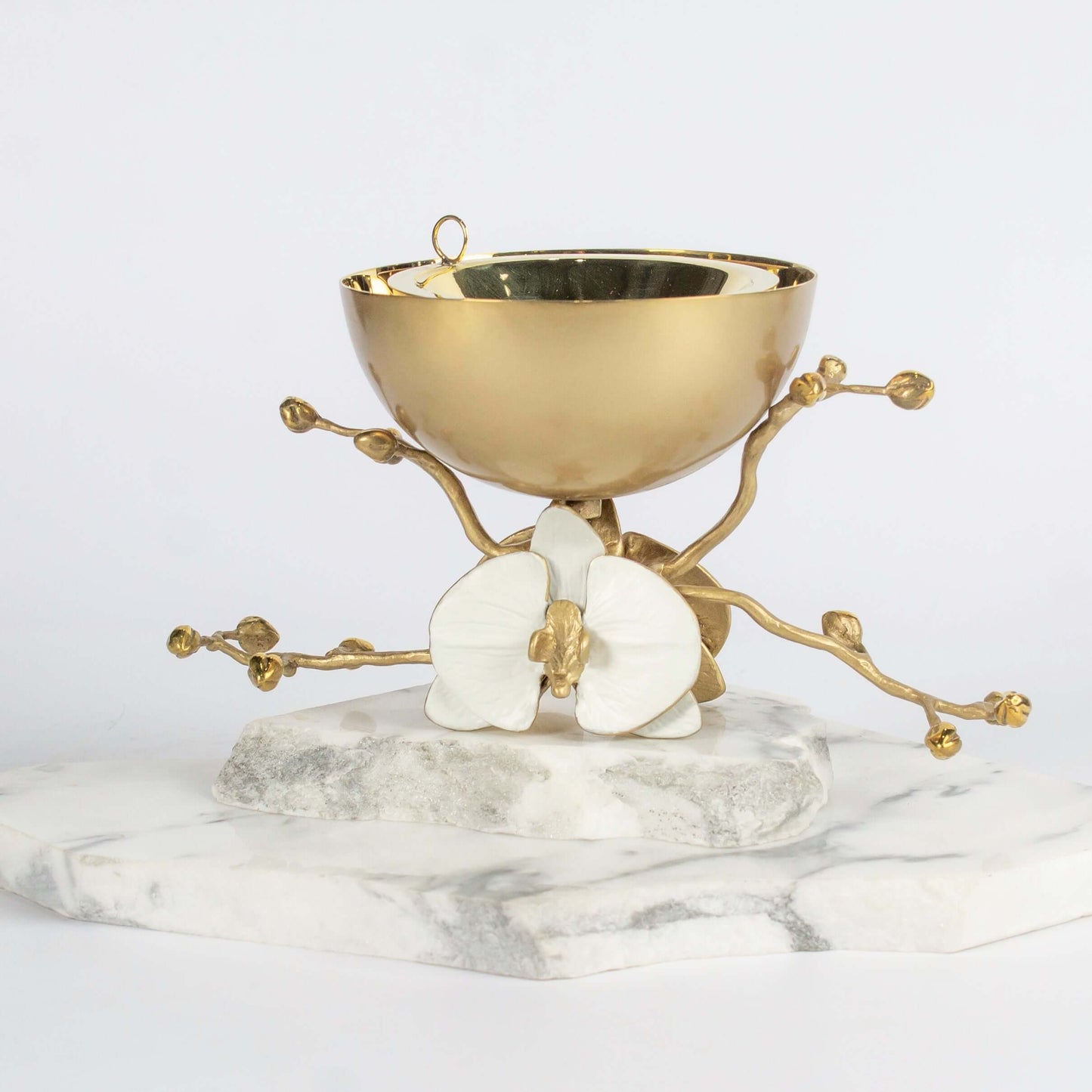 Mubkhar Orchid Branch Gold Bowl White Flower - Pieces SA