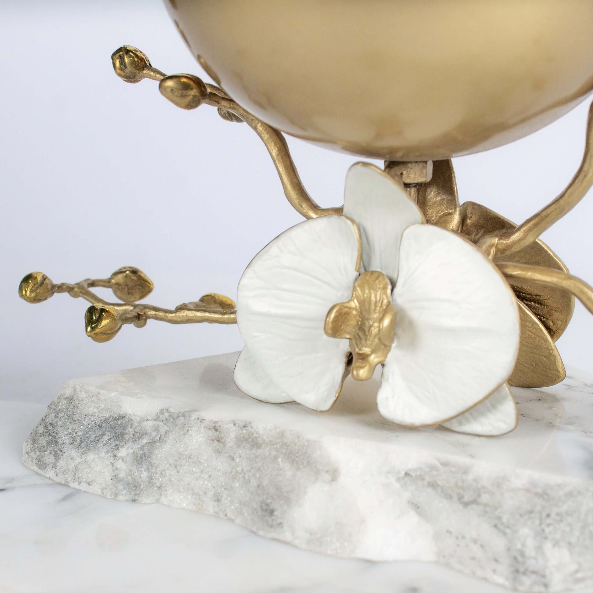 Mubkhar Orchid Branch Gold Bowl White Flower - Pieces SA