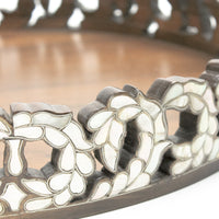 Load image into Gallery viewer, Sadaf Engraved Wooden Tray Circular
