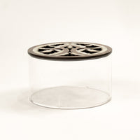 Load image into Gallery viewer, Plexi Box Round with Sadaf Engraved Wooden Lid Large
